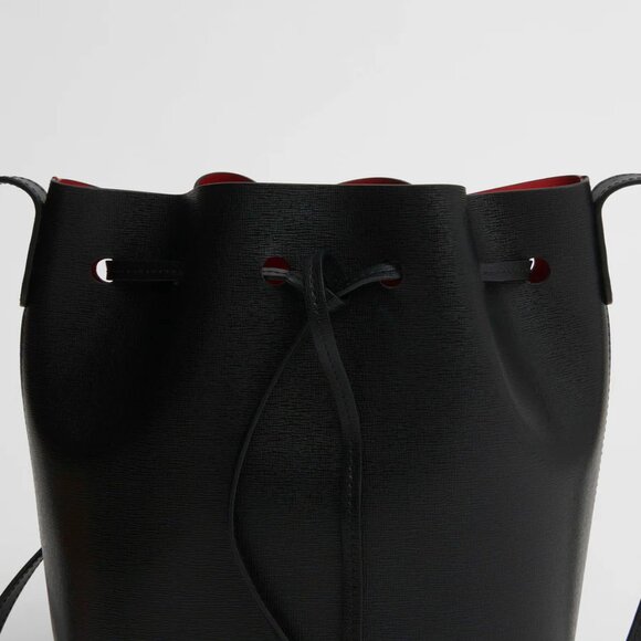 Mansur Gavriel Icon Bucket Bag Mini, Black/Flamma - Picture 8 of 12